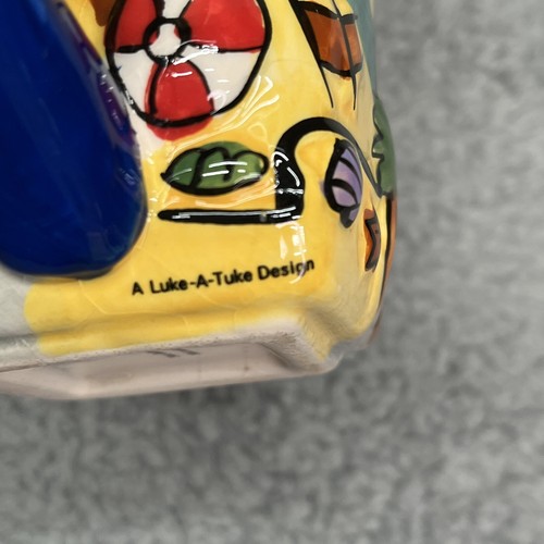 Luke A Tuke Los Angeles Mug Hand Painted Coffee Cup Yellow Blue - Picture 7 of 7