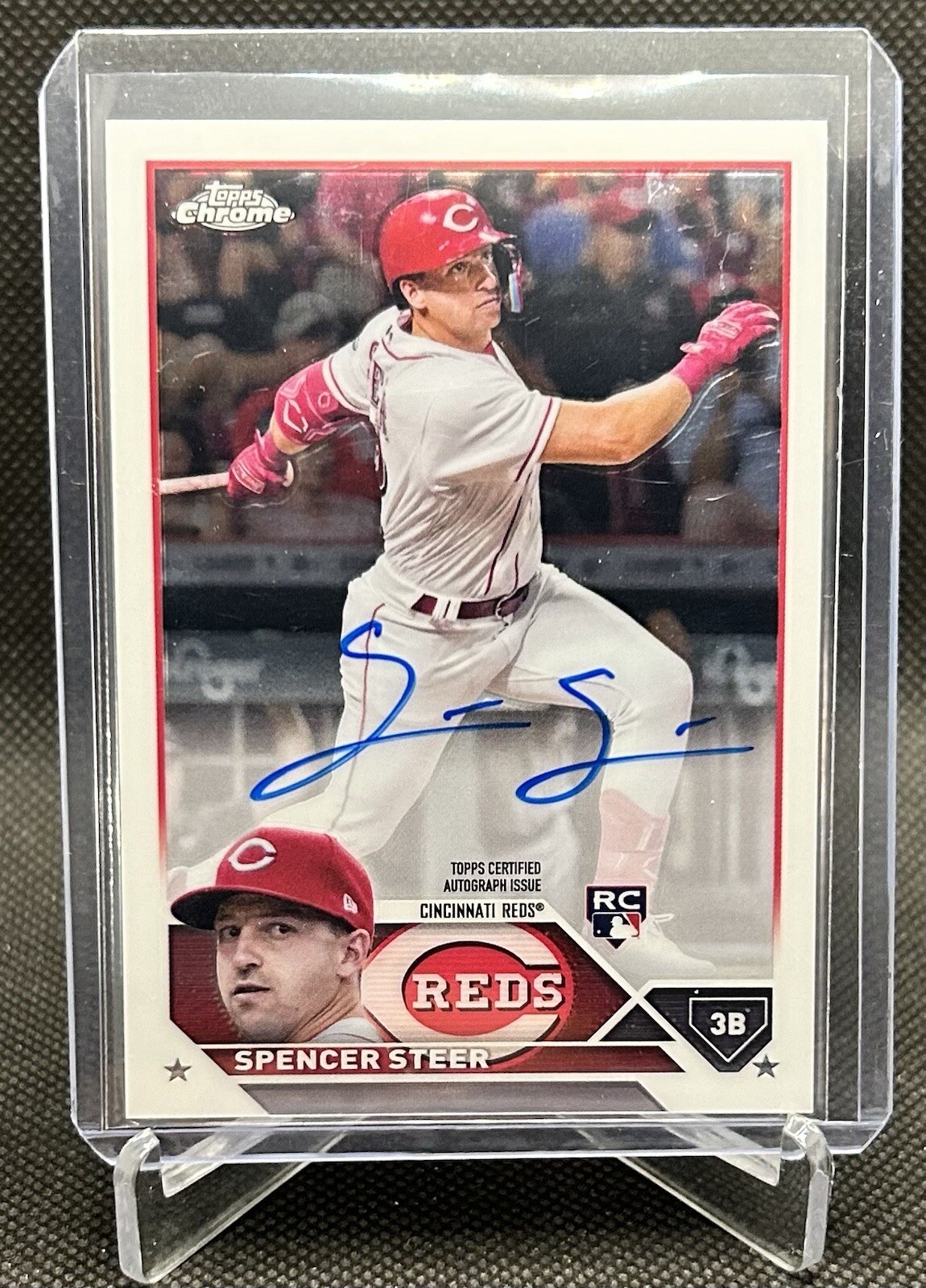2023 Topps Chrome Spencer Steer On-Card Rookie Autograph RC Cincinnati Reds