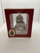 Spode Puppy Dog Christmas Tree Ornament with Red Ribbon New in Box