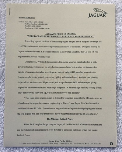 Jaguar 1997 Auto Show Press Kit - Picture 8 of 10