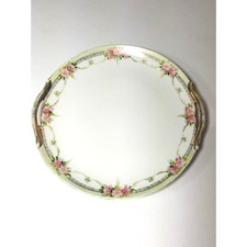 Hand Painted Nippon Porcelain Handled Cake Plate with Pink Roses — listing 6