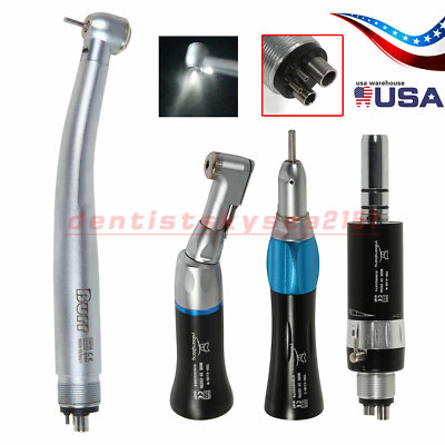 Dental LED E-generator Fiber Optic High Low Speed Handpiece Kit 4 Holes F/