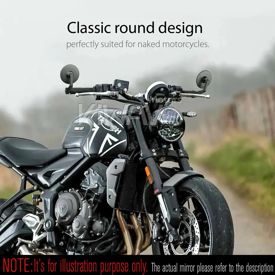 Bar end mirror x1 round black COLIN slim for Triumph Rocket III Classic Touring - Image 4 of 4