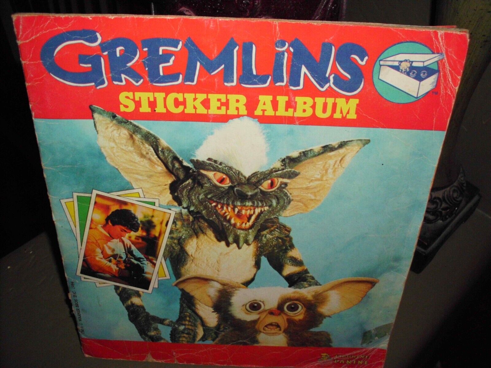 VINTAGE GREMLINS STICKER ALBUM PANINI RARE USED ABOUT 1/2 DONE 1984