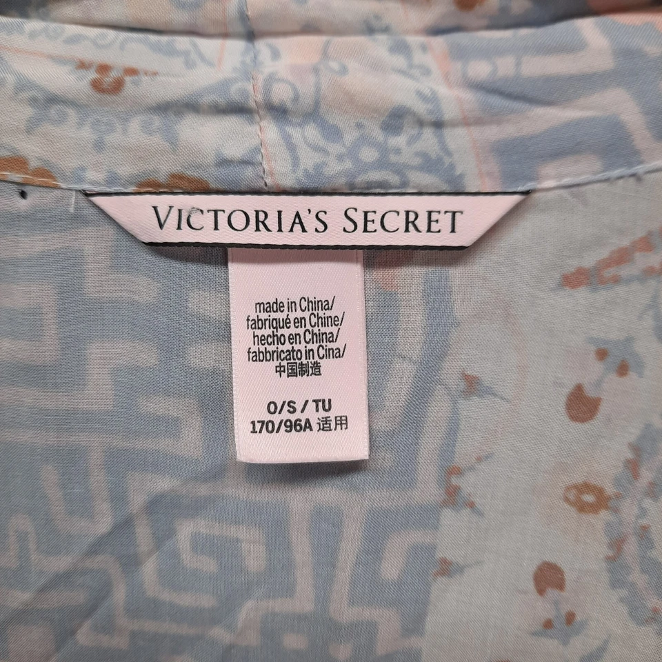 Bata Victoria Secret Mujer Talla Única Azul Blanco Boho Batik Abierta V Ligera Foto 3 de 4