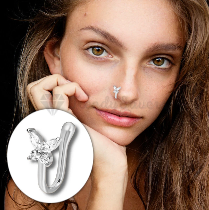 Butterfly nose best sale hoop
