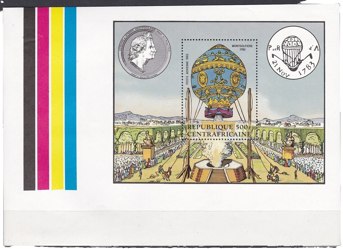 Central African Republic Multi-Color Transportation Postal Stamps