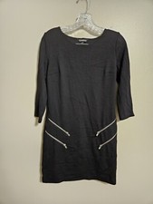 Express Womens 3/4 Sleeve Zipper Accent Black Dress Size Medium