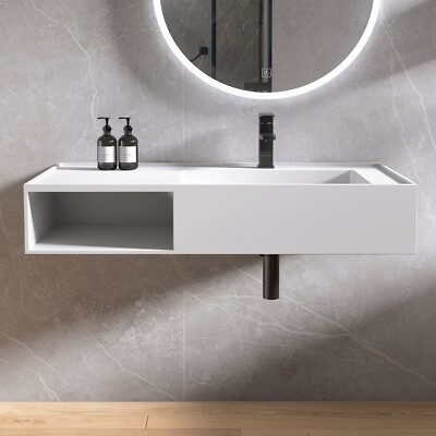 42'' Wall Mounted Bathroom Sink Solid Surface Bathroom Vessel Sink