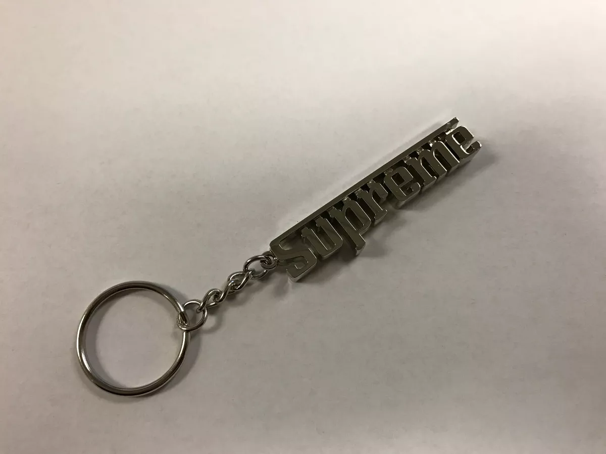 SILVER Supreme F/W 2016 GRAND PRIX Keychain Polished Box Logo SOLDOUT RARE