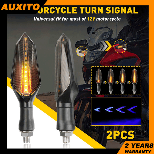 New Dynamic Motorcycle Turn Signal Lights Amber Blue LED Lamp Accessories AUXITO