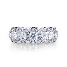 Sterling Silver AAA Graded Cubic Zirconia Round Cut 3.5mm Unique Fine Band Ring