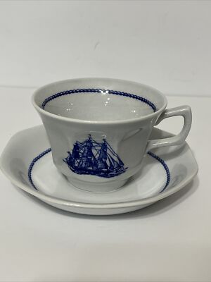 Wedgwood American Clipper Blue Flying Cloud 1851 Set Of Tea, Coffee Cup & Saucer