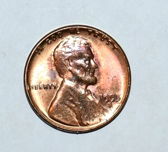 1955 S PENNY Uncirculated Multi Error Doubling Die, Breaks, Cuds+ Red Rainbow - Image 2 of 4