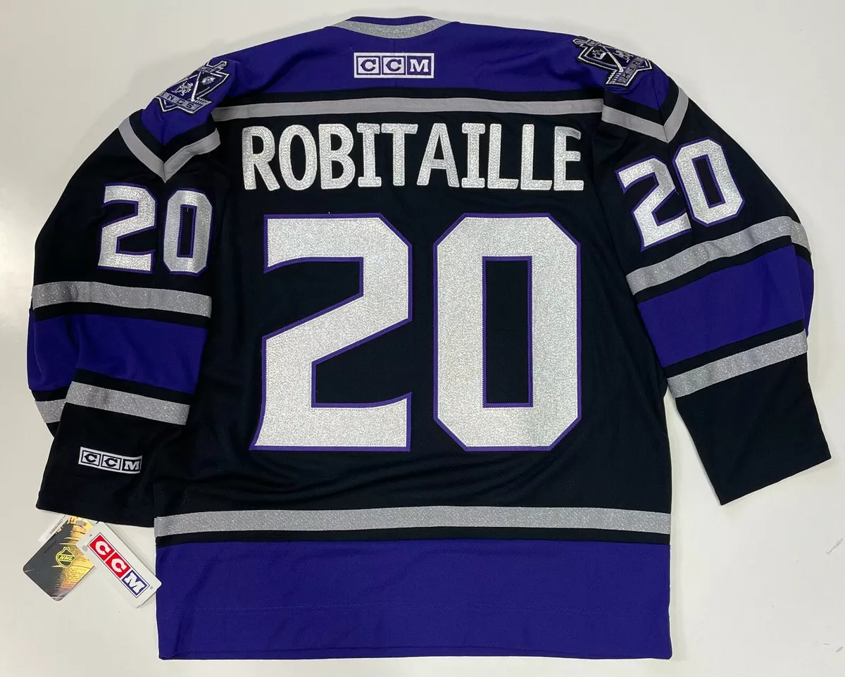 Los Angeles Kings No20 Luc Robitaille Black 100th Anniversary Jersey