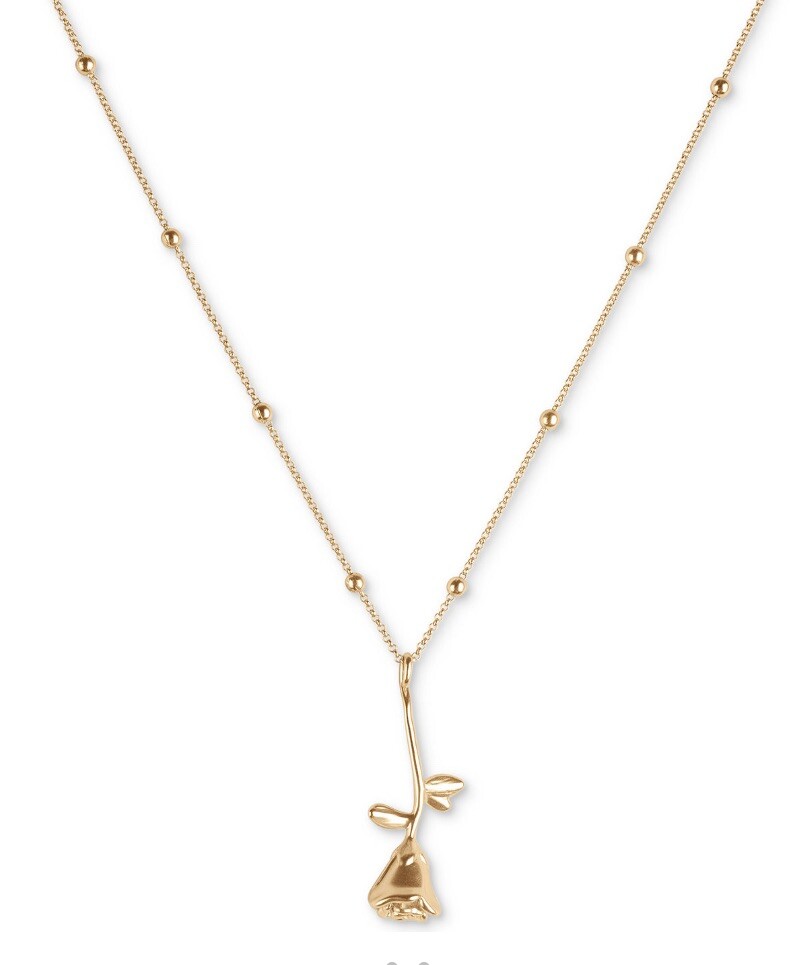 $39 lucky brand gold tone rose pendant necklace 18” jL1f