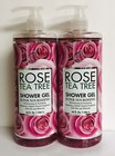 2 Bottles Rose & Tea Tree Super Nourishing Shower Gel with Oils & Minerals 34 oz
