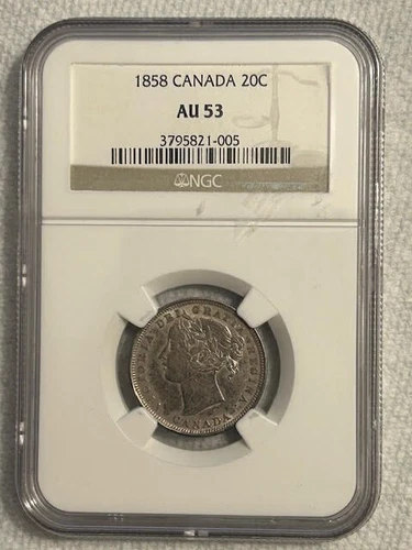 1858 Canada Twenty (20) Cents NGC Graded AU53 Silver Rare Coin