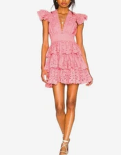 Rococo Sand Womens Size XS Moss Short Mini Dress Tiered Bubblegum Pink NWT