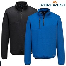 PORTWEST Textured Quarter Zip Sweatshirt AntiPill Fleece Workwear Pullover KX376