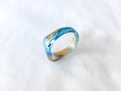 Serene Tropical Beach Ring Maple Wood Resin Band Ocean Blue Paradise Climate Art - 第 2/9 張圖片