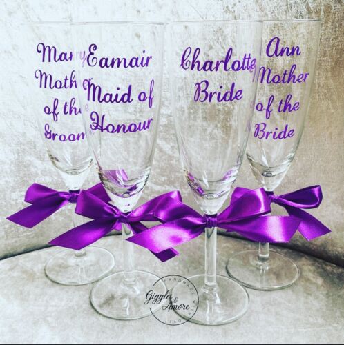 Personalised Wedding Glass, Bride Hen Party Gift, Glitter Glasses Maid Of Honour - Picture 1 of 3