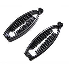 6Pcs Black Plastic Banana Fish Clips Hair Claw Comb Ponytail Holder 80mm for DIY