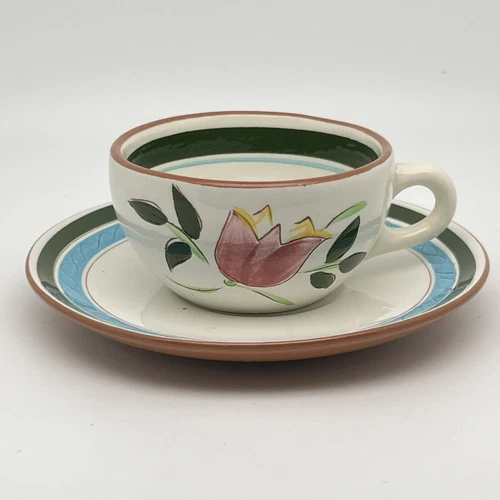 VTG Stangl Pottery Country Garden Mug Cup & Saucer Flowers Tulip Violet Read