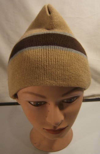 Alkii beige gestreifte Beanie Mütze Größe One Size Unisex Norm Core