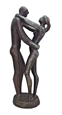 Vintage 1975 Austin Prod Couple Man Woman Dancing Metal Brutalism