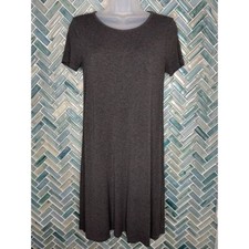 WOMENS MADEWELL DARK HEATHERED GRAY SHORT SLEEVE A-LINE STRETCH T-SHIRT DRESS XS