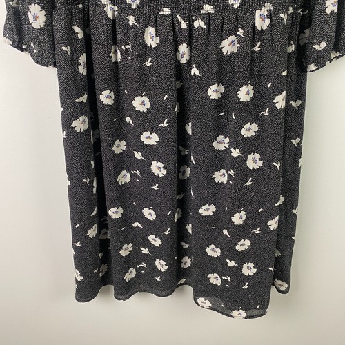 J Crew Dress Long Sleeve Floral Printed Tie Neck Midi Sz 2XL Black White Floral - 第 3/10 張圖片