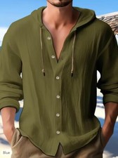 Men's Green Long Sleeve Hoodie Stand Up Stylishly Fashion Soft Casual wear