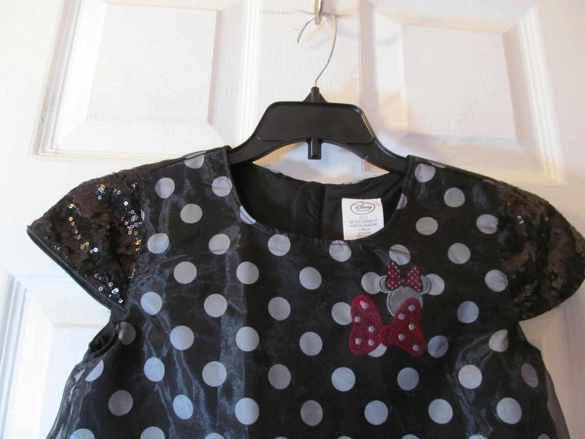 NWT DISNEY BLACK WHITE POLKA DOT MINNIE MOUSE SEQUIN DRESS size