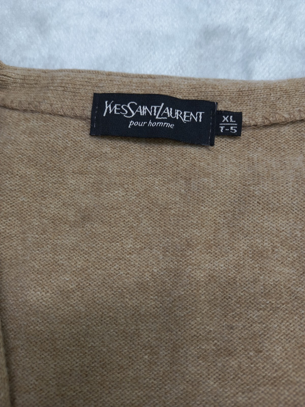 Gilet vintage Yves Saint Laurent anni '90 cappotto vita lana beige MAGLIONE UOMO taglia XL