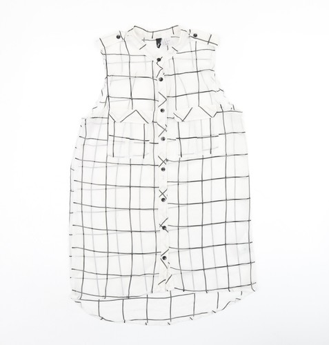 H&M Womens White Polyester Blend Tunic Tank Size 4   Sheer - Picture 1 of 10