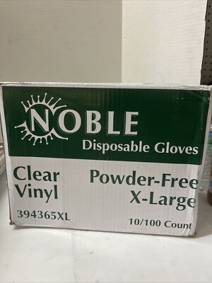 Noble Disposable Clear Vinyl Gloves X-Large 10/100 Count