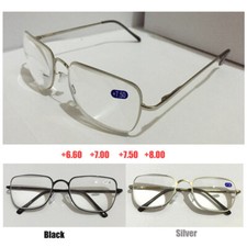 High Reading Glasses 6.5 7.0 7.5 8.0 Resin Lens Black Silver Metal Frame