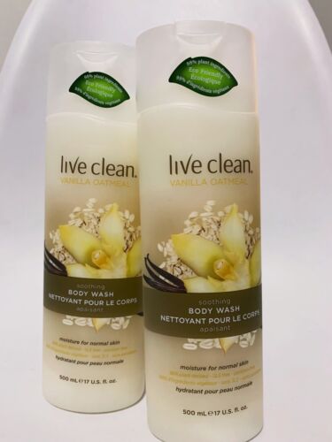 Live Clean Vanilla & Oatmeal Soothing Body Wash 17 fl oz Each 2 Bottles