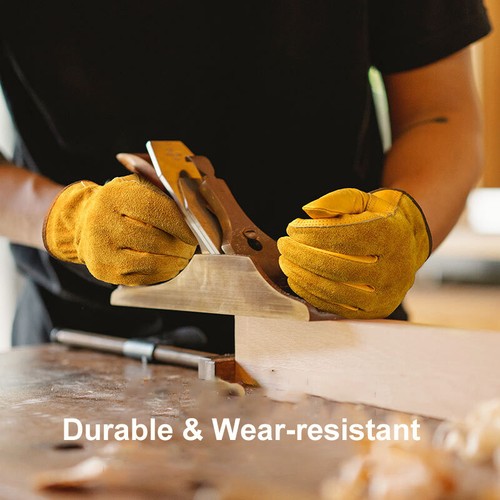 Cowhide Leather Work Gloves Comfortable Flexible Gardening Glove Protective Gear - Picture 3 of 16