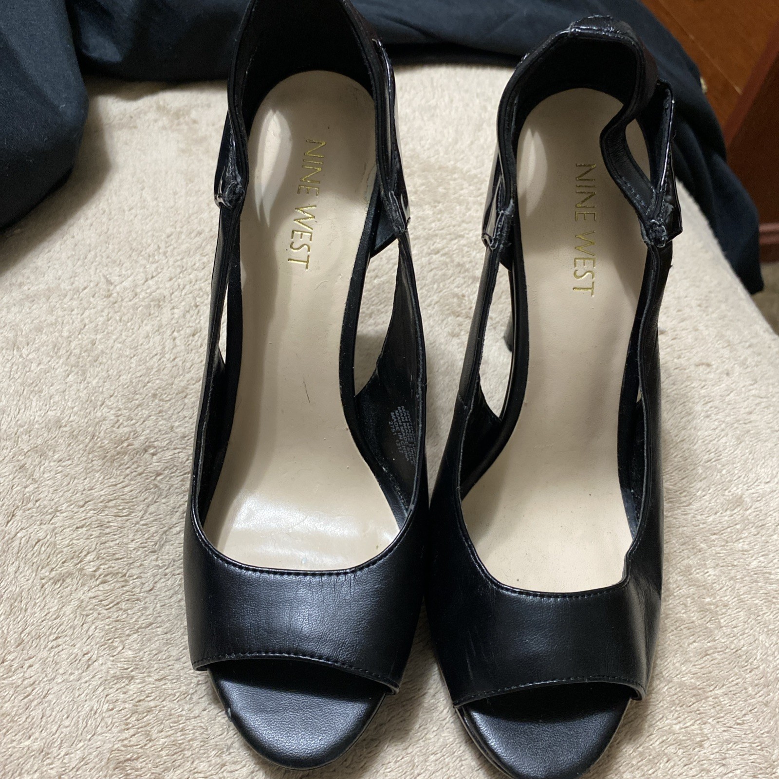 Nine West Womens Hizzie P2 Black Open Toe & Back, Stiletto Dress Heel US 7 M