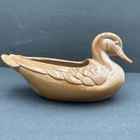 Vintage Glazed Brown Mallard Duck Planter/Holder Frankoma Pottery #208