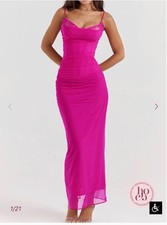 House of CB Nalini Mesh Corset Dress, Fuchsia size L