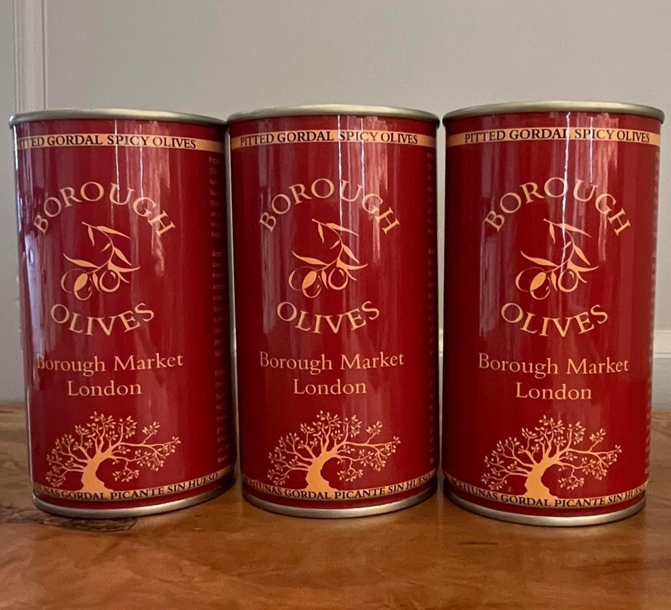 Borough Olives Pitted Green Gordal Spicy Olives, 3 x 350g