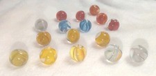 Vintage Cats Eye Glass Marbles Lot of 16 Assorted Colors 5/8" Near Mint Vanes
