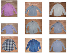 Men’s Dress Shirts Lot 9 Pcs Size Large L Tommy Hilfiger Alfani IZOD Haggar Chap