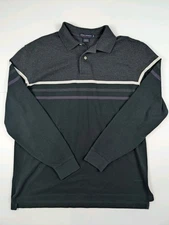 Daniel Cremieux Classic Fit Gray & Purple Striped Long Sleeve Polo Men's Size Lg