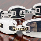 DESIGNER CAVIAR STERLING SILVER 18K YELLOW GOLD BEAD 7.5" LINK BRACELET #8081 — photo 2