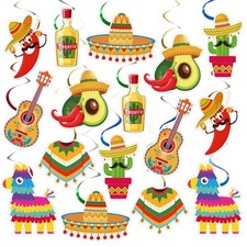 Mexican Fiesta Decorations, 24 Pcs Hanging Swirl Cinco De Mayo