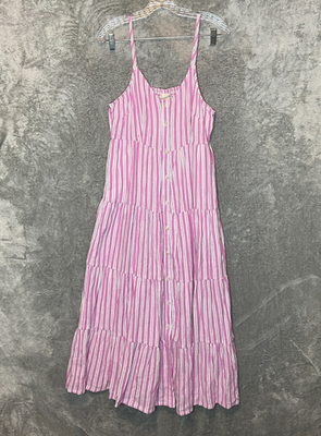 #ad Universal Thread Women Striped Girly Beachy Boho Chic Shirt Maxi Dress M Pink $14.88